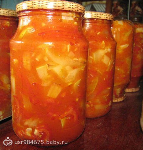 Острые кабачки в томатной пасте на зиму Острые кабачки в томатной пасте на зиму