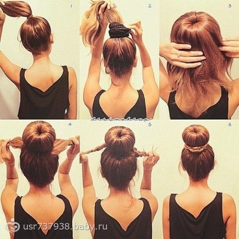 Причёска с бубликом пошагово Причёска с бубликом пошагово