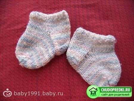Вязание спицами носки для детей-малышей (детские носочки) by Поделки
