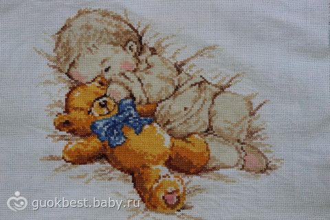 Вышивка крестом мальчик и медведь Вышивка крестом мальчик и медведь