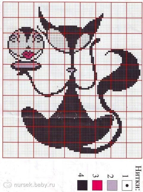 Вышивание черного кота Вышивание черного кота