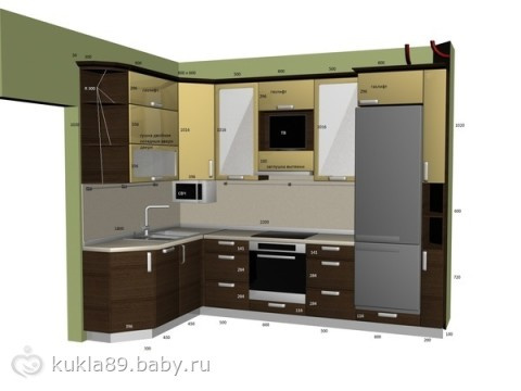 планировка мебели на кухне