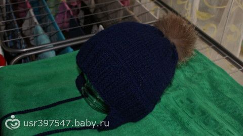связала сыну шапку)) на зиму теплую теплую) давно хотела